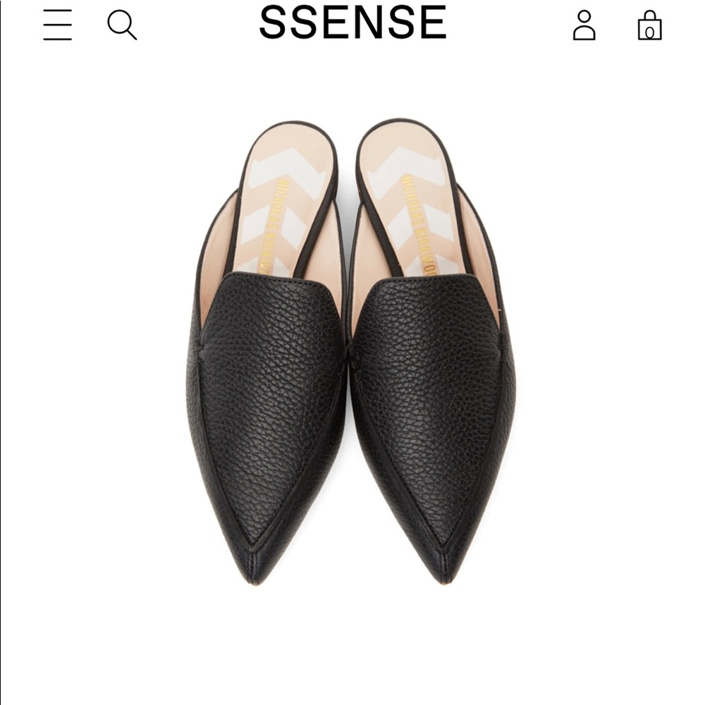 Nicholas Kirkwood Black Calfskin Beya Mules 37
